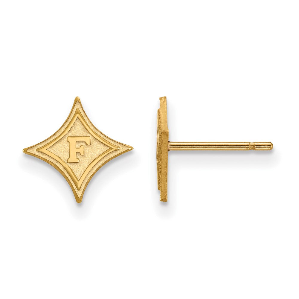 Sterling Silver Gold-plated LogoArt Furman University Extra Small Post Earrings
