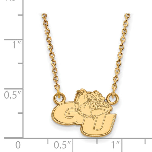 10k Gold LogoArt Gonzaga University G-U Bulldog Small Pendant 18 inch Necklace