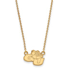 Sterling Silver Gold-plated LogoArt Gonzaga University G-U Bulldog Small Pendant 18 inch Necklace