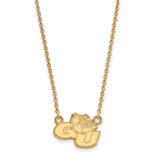 10k Gold LogoArt Gonzaga University G-U Bulldog Small Pendant 18 inch Necklace