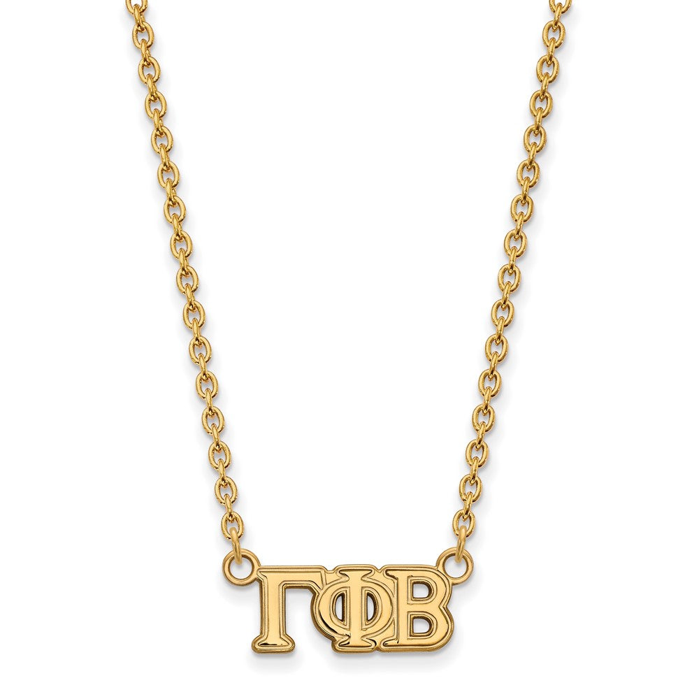 Sterling Silver Gold-plated LogoArt Gamma Phi Beta Sorority Greek Letters Small Pendant 18 inch Necklace