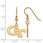 Sterling Silver Gold-plated LogoArt Georgia Institute of Technology G-T Sm Dangle Wire Earrings