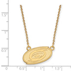 Sterling Silver Gold-plated NHL LogoArt Carolina Hurricanes Small Pendant 18 inch Necklace