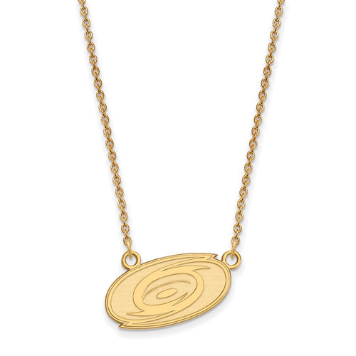 10k Gold NHL LogoArt Carolina Hurricanes Small Pendant 18 inch Necklace