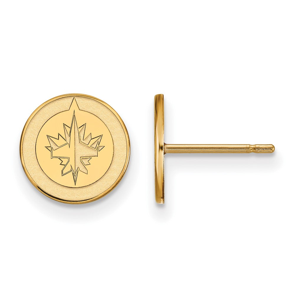Sterling Silver Gold-plated NHL LogoArt Winnipeg Jets Extra Small Post Earrings
