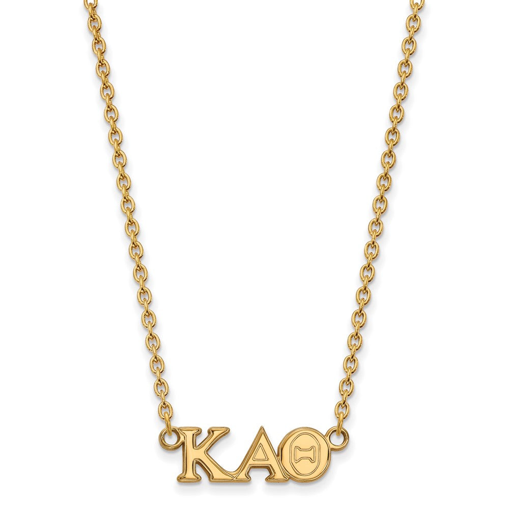 Sterling Silver Gold-plated LogoArt Kappa Alpha Theta Sorority Greek Letters Medium Pendant 18 inch Necklace