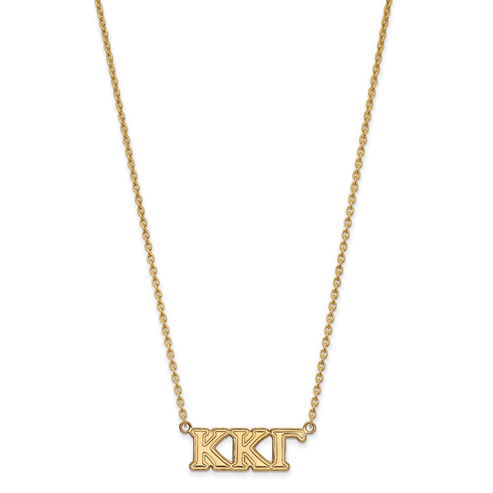 Sterling Silver Gold-plated LogoArt Kappa Kappa Gamma Sorority Greek Letters Medium Pendant 18 inch Necklace