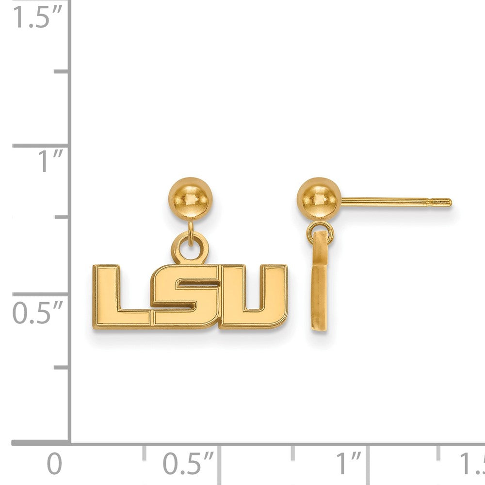 14k Gold LogoArt Louisiana State University L-S-U Dangle Ball Post Earrings