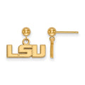 Sterling Silver Gold-plated LogoArt Louisiana State University L-S-U Dangle Ball Post Earrings
