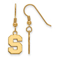 Sterling Silver Gold-plated LogoArt Michigan State University Letter S Small Dangle Wire Earrings