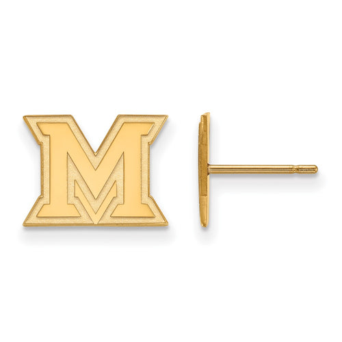 10k Gold LogoArt Miami University Ohio Letter M Extra Small Post Earrings