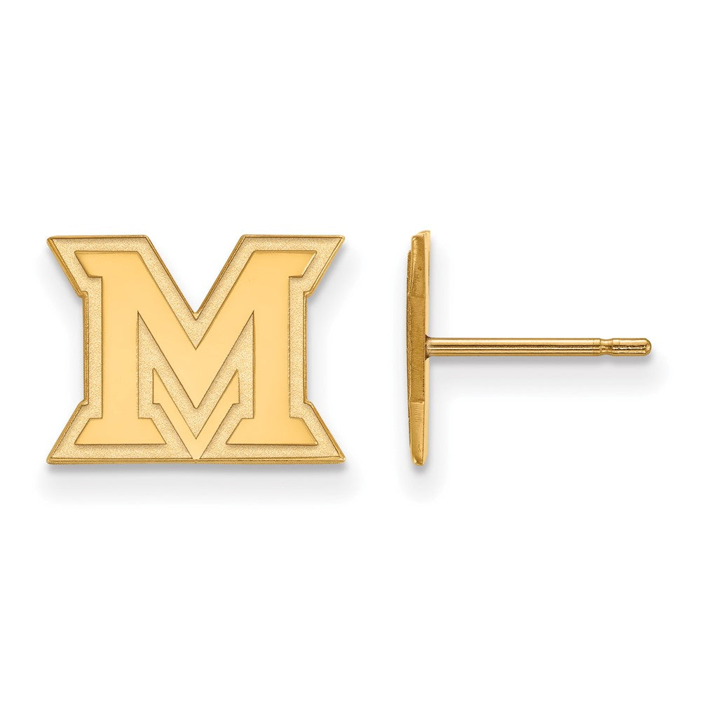 Sterling Silver Gold-plated LogoArt Miami University Ohio Letter M Extra Small Post Earrings