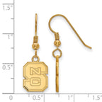 Sterling Silver Gold-plated LogoArt North Carolina State University N-C-S Small Dangle Wire Earrings