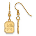 Sterling Silver Gold-plated LogoArt North Carolina State University N-C-S Small Dangle Wire Earrings