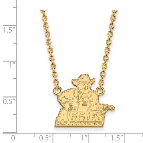 10k Gold LogoArt New Mexico State University Aggies Large Pendant 18 inch Necklace