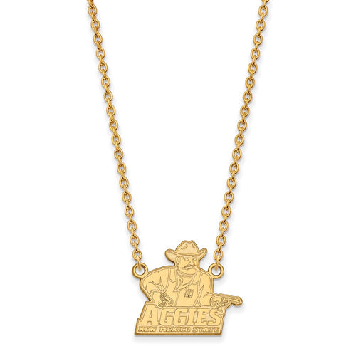 10k Gold LogoArt New Mexico State University Aggies Large Pendant 18 inch Necklace