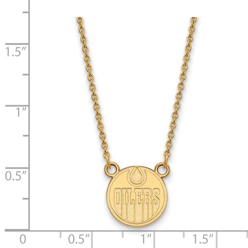 10k Gold NHL LogoArt Edmonton Oilers Small Pendant 18 inch Necklace
