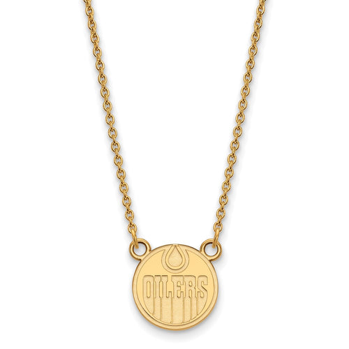 10k Gold NHL LogoArt Edmonton Oilers Small Pendant 18 inch Necklace