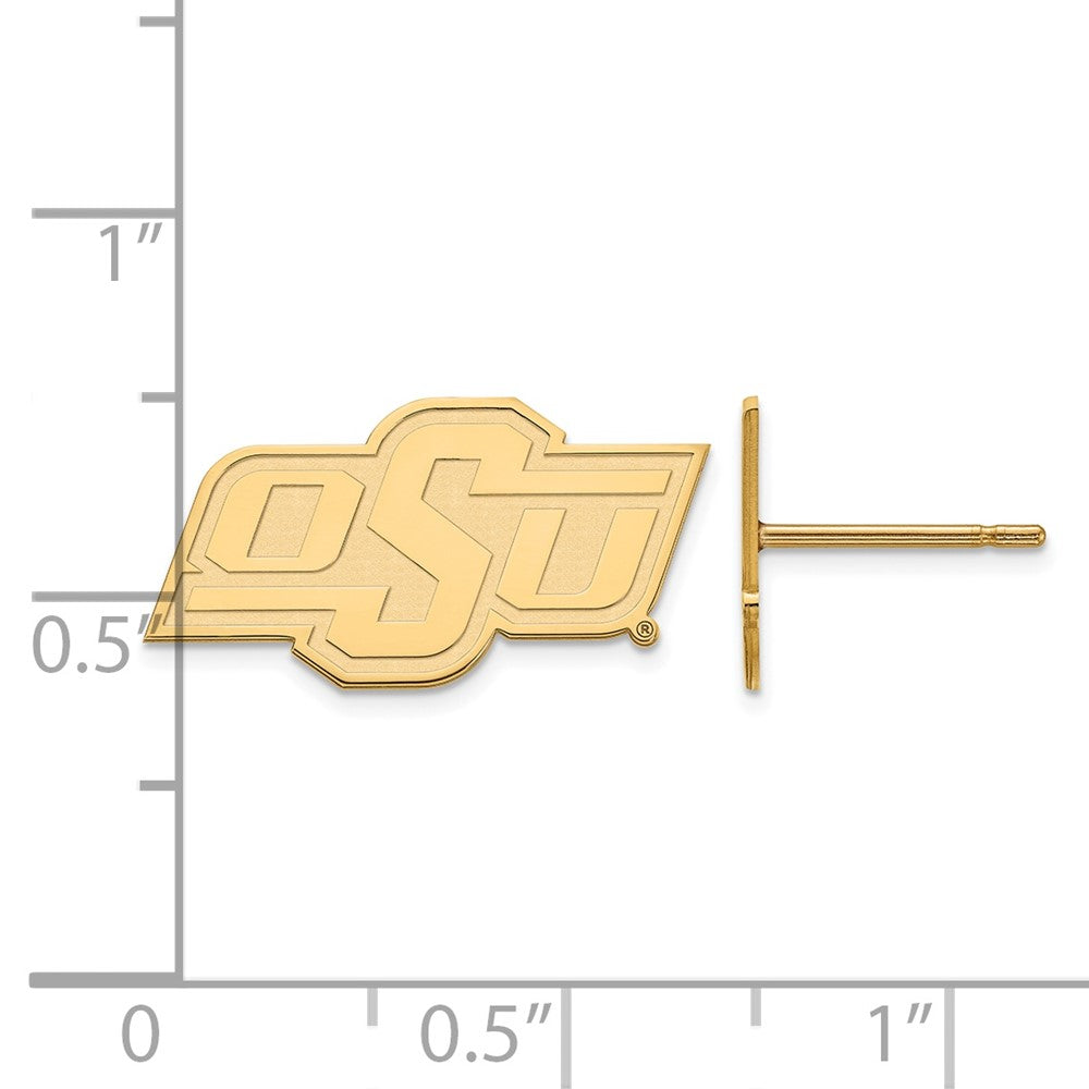 Sterling Silver Gold-plated LogoArt Oklahoma State University O-S-U Extra Small Post Earrings