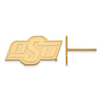 Sterling Silver Gold-plated LogoArt Oklahoma State University O-S-U Extra Small Post Earrings