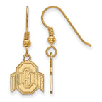 Sterling Silver Gold-plated LogoArt The Ohio State University Small Dangle Wire Earrings