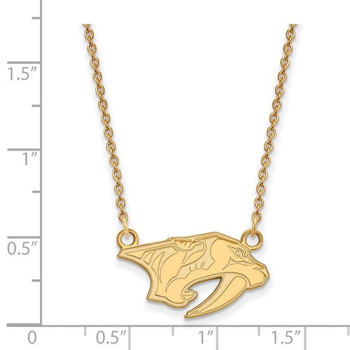 10k Gold NHL LogoArt Nashville Predators Small Pendant 18 inch Necklace