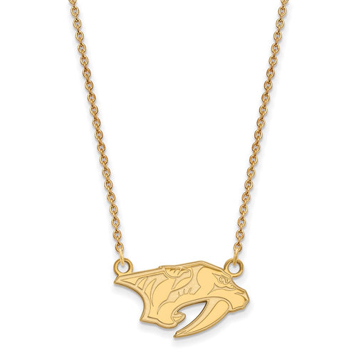 10k Gold NHL LogoArt Nashville Predators Small Pendant 18 inch Necklace