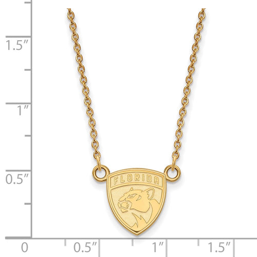 10k Gold NHL LogoArt Florida Panthers Small Pendant 18 inch Necklace