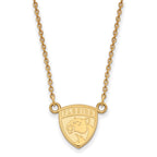 Sterling Silver Gold-plated NHL LogoArt Florida Panthers Small Pendant 18 inch Necklace