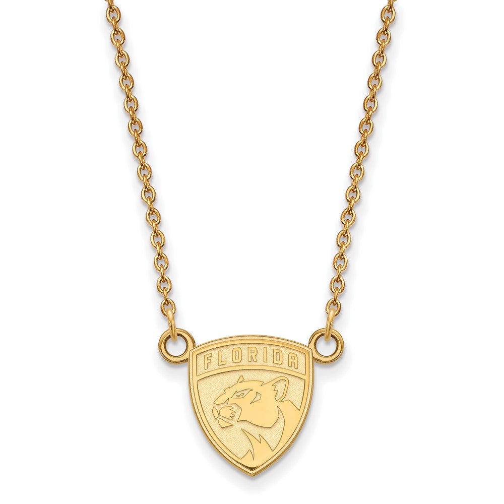 14k Gold NHL LogoArt Florida Panthers Small Pendant 18 inch Necklace