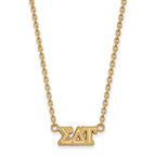 Sterling Silver Gold-plated LogoArt Sigma Delta Tau Sorority Greek Letters Medium Pendant 18 inch Necklace