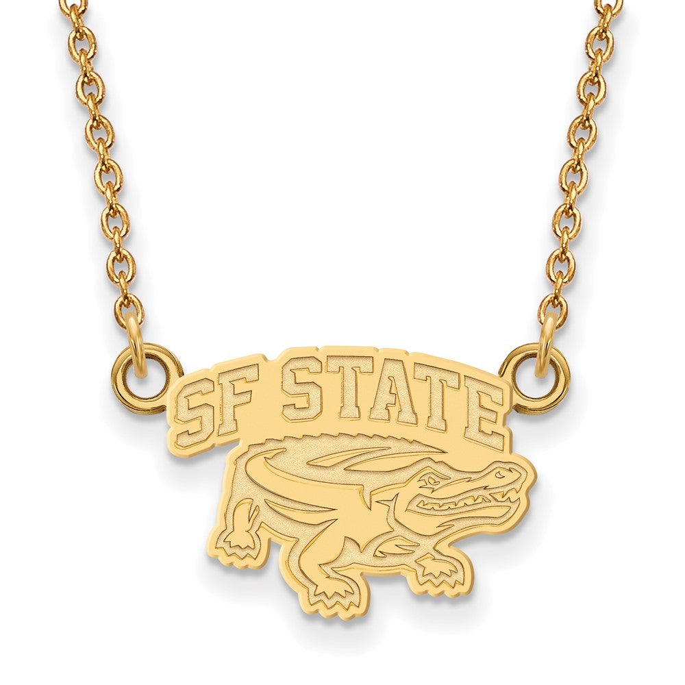 Sterling Silver Gold-plated LogoArt San Francisco State University Small Pendant 18 inch Necklace