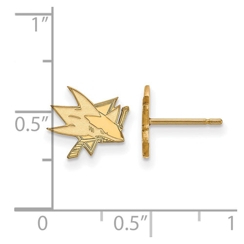 10k Gold NHL LogoArt San Jose Sharks Extra Small Post Earrings