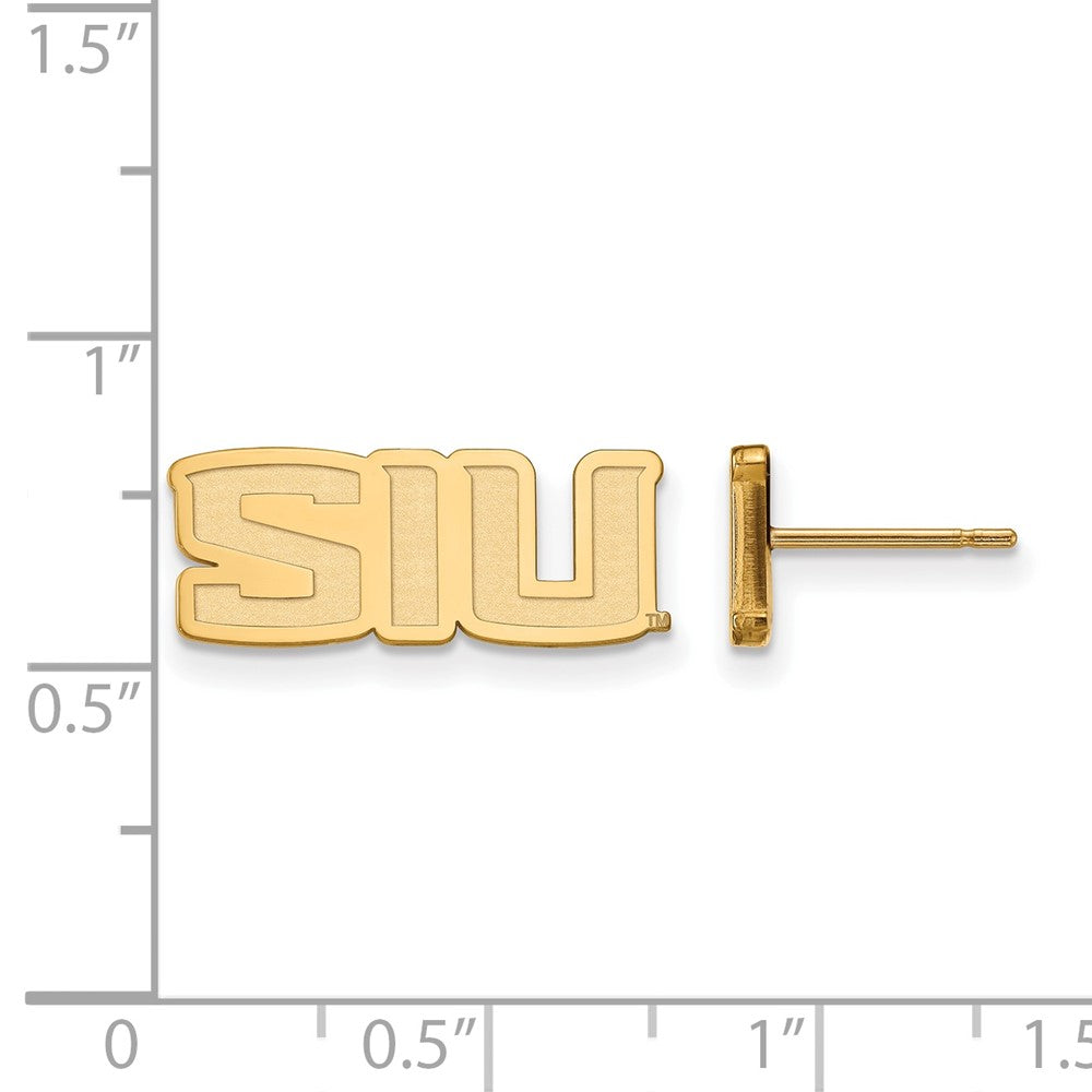 Sterling Silver Gold-plated LogoArt Southern Illinois University S-I-U Extra Small Post Earrings