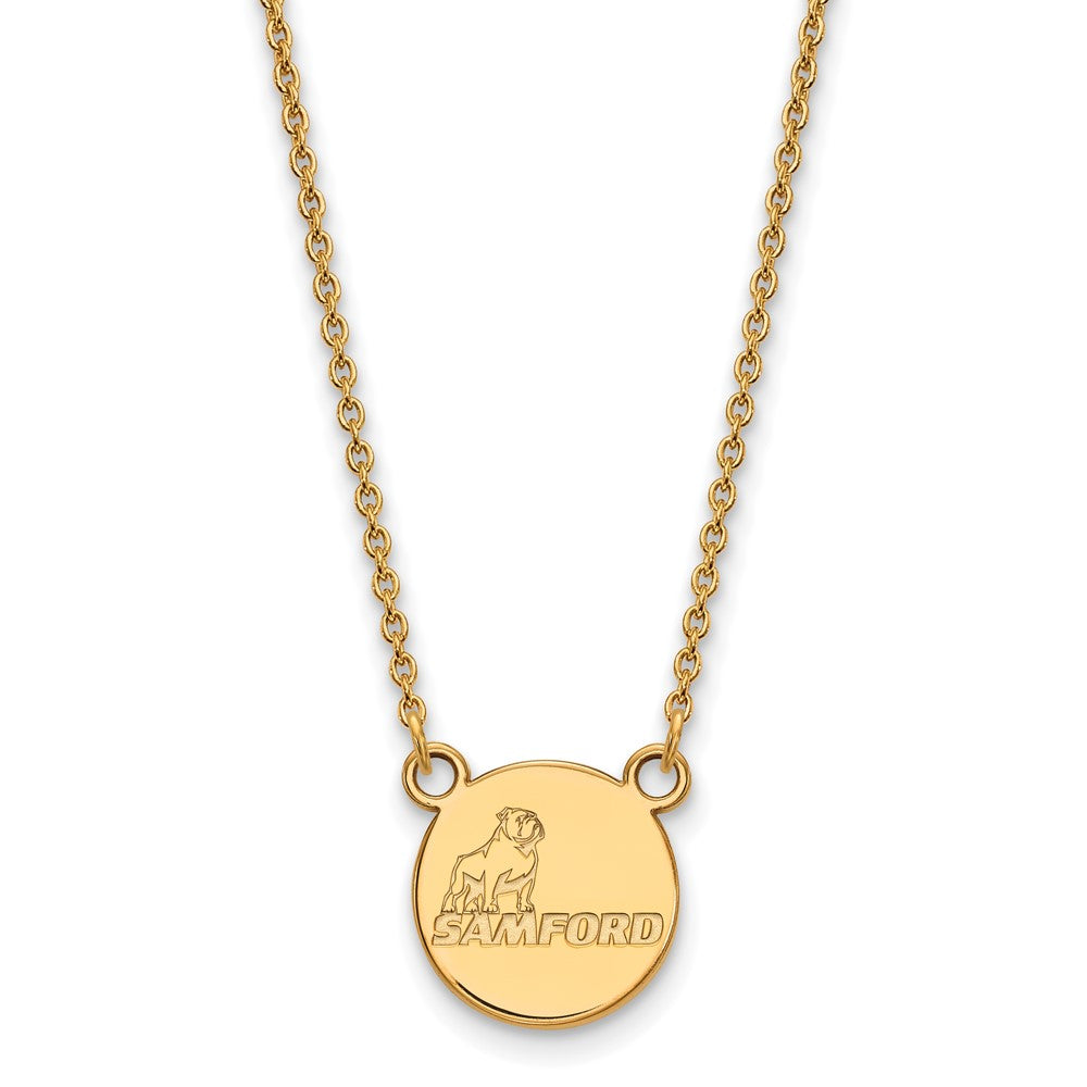 10k Gold LogoArt Samford University Small Disc Pendant 18 inch Necklace