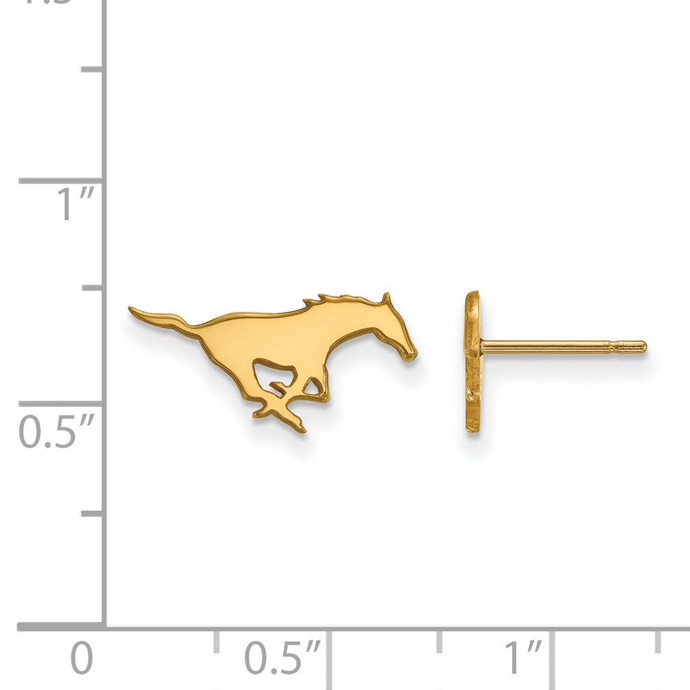 Sterling Silver Gold-plated LogoArt Southern Methodist University Mustang Extra Small Post Earrings