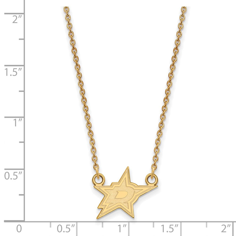 Sterling Silver Gold-plated NHL LogoArt Dallas Stars Small Pendant 18 inch Necklace
