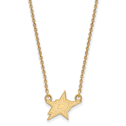10k Gold NHL LogoArt Dallas Stars Small Pendant 18 inch Necklace