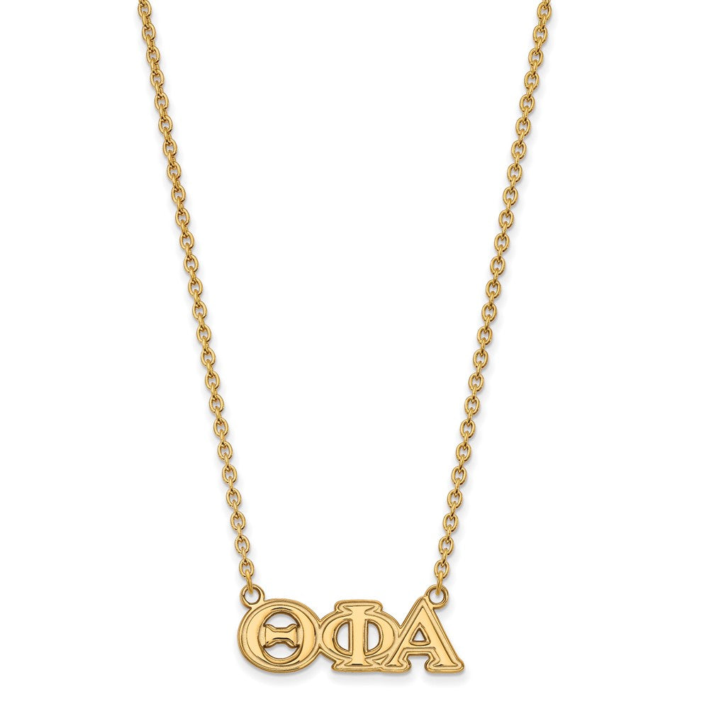 Sterling Silver Gold-plated LogoArt Theta Phi Alpha Sorority Greek Letters Medium Pendant 18 inch Necklace