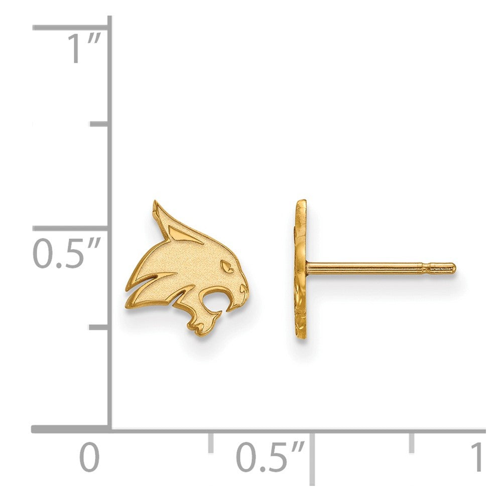 Sterling Silver Gold-plated LogoArt Texas State University Bobcat Extra Small Post Earrings
