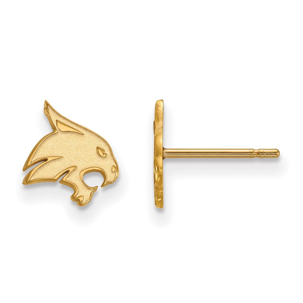 14k Gold LogoArt Texas State University Bobcat Extra Small Post Earrings