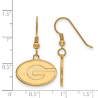 Sterling Silver Gold-plated LogoArt University of Georgia Letter G Small Dangle Wire Earrings