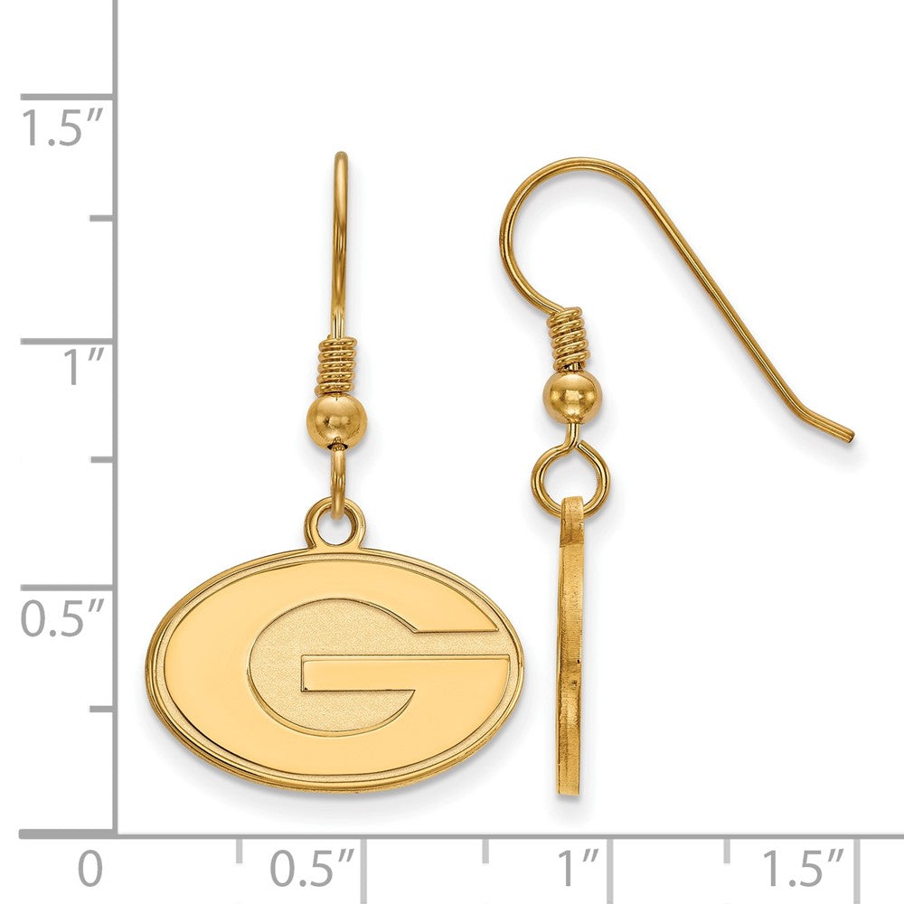 Sterling Silver Gold-plated LogoArt University of Georgia Letter G Small Dangle Wire Earrings
