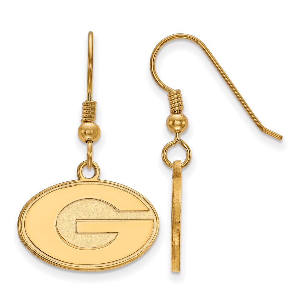 Sterling Silver Gold-plated LogoArt University of Georgia Letter G Small Dangle Wire Earrings