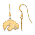 Sterling Silver Gold-plated LogoArt University of Iowa Hawk Small Dangle Wire Earrings
