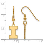 Sterling Silver Gold-plated LogoArt University of Illinois Letter I Small Dangle Wire Earrings