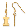 Sterling Silver Gold-plated LogoArt University of Illinois Letter I Small Dangle Wire Earrings