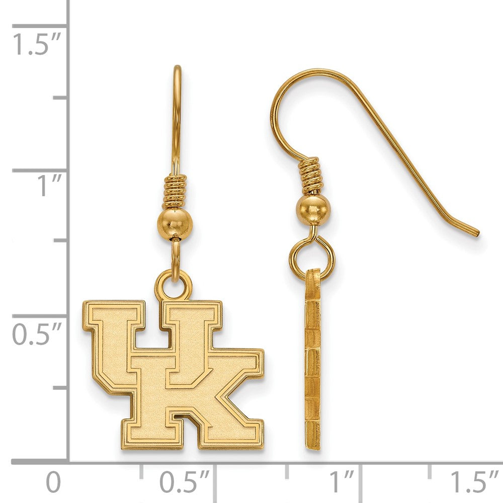 Sterling Silver Gold-plated LogoArt University of Kentucky U-K Small Dangle Wire Earrings