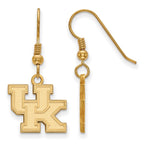 Sterling Silver Gold-plated LogoArt University of Kentucky U-K Small Dangle Wire Earrings