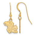 Sterling Silver Gold-plated LogoArt University of Kansas Jayhawk Small Dangle Wire Earrings